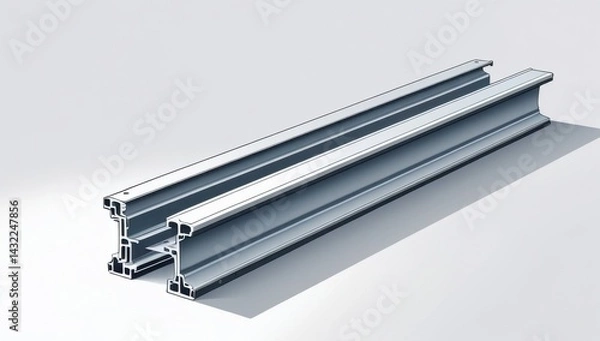 Fototapeta Aluminum Industrial Profile Beams Precision Engineering and Construction Components