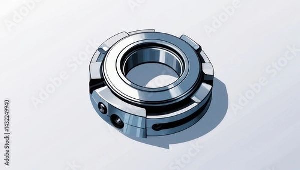 Fototapeta Precision Engineered Metal Component Close-up of a Chrome Steel Locking Nut
