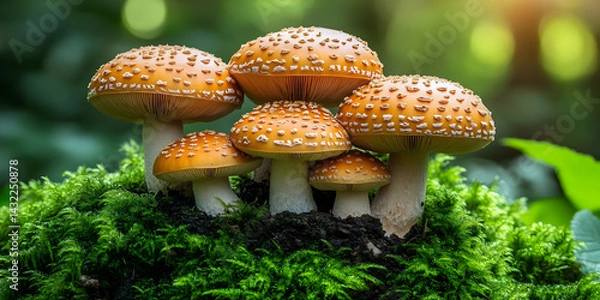 Fototapeta Forest Fungi Cluster Illustration