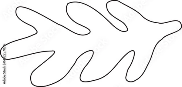 Fototapeta Abstract Leaf Minimalist Line Art Hand Drawn
