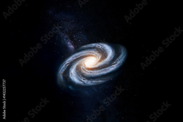 Obraz Spiral galaxy and stars in the blackness of space.
