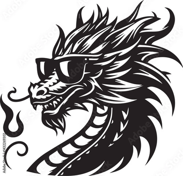 Obraz dragon vector, dragon head logo silhouette vector