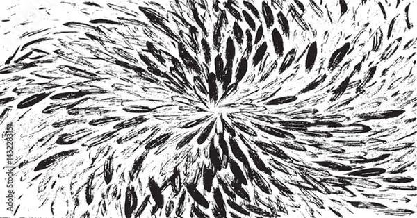 Fototapeta Circular starburst explosion texture. Distressed uneven grunge background. Abstract vector illustration. Overlay to create interesting effect and depth. Isolated on white background.