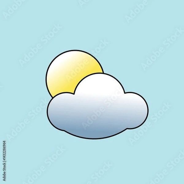 Fototapeta Sun and cloud and blue sky icon vector,sunny cloud on blue sky background vector,sun and loud icon stock on blue sky background ,sun and cloud with blue sky background image
