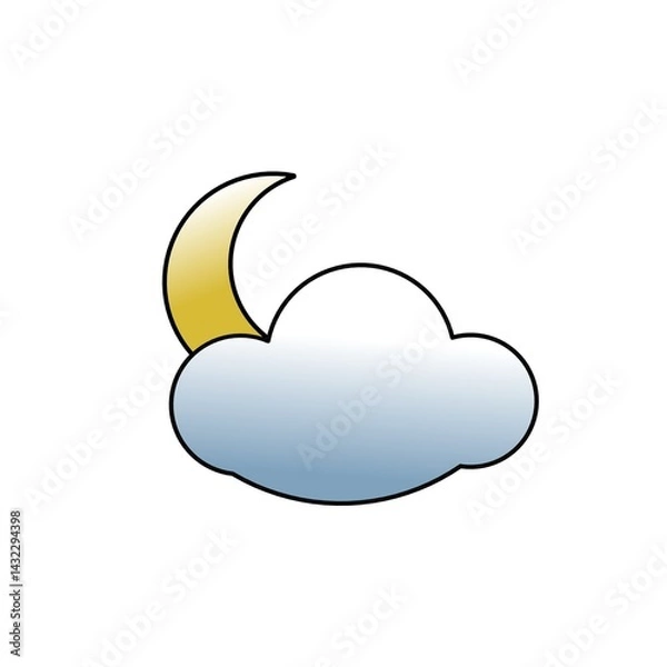 Fototapeta Moon and cloud icon vector on white background,moon and cloud icon stock moon and cloud design background for web,app and template 