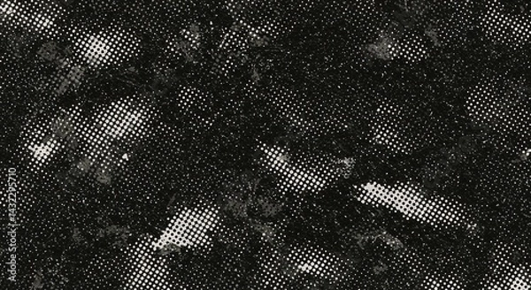 Fototapeta continuous vintage pattern resembling broken tone hunting camouflage design dots rough textured dark pale colored printed dot pattern urban gray colored camouflage print transparent texture overlay