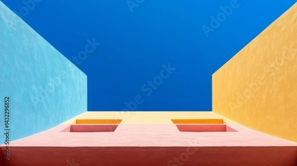 Obraz Colorful Building Facade Against A Clear Sky