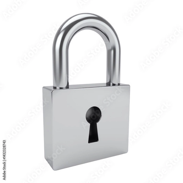 Fototapeta Metal padlock on white isolated background