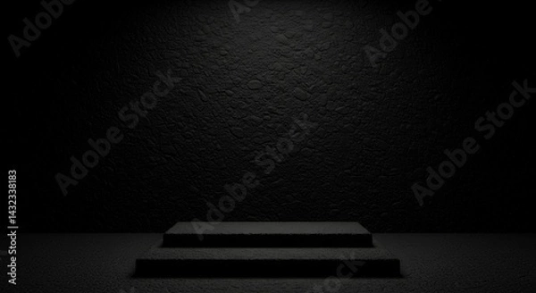 Fototapeta Create simple yet effective product display stage using featuring dark room composed black pebble stones offering textured yet minimalist platform showcase area suitable sales banners