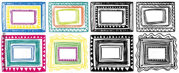 Fototapeta Different doodles of frame designs