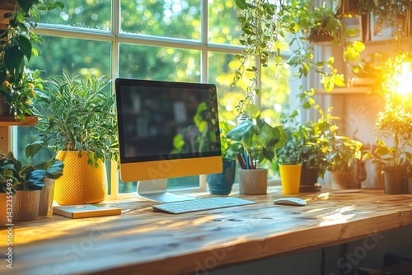 Obraz * A vibrant workspace where marketers create SEO-friendly content for e-commerce platforms, focusing on blogs and product descriptions