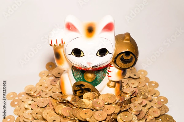 Obraz 招き猫と5円玉