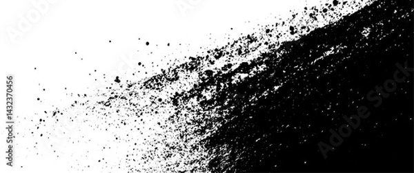 Obraz Grunge Splatter Texture Background, Black Ink Spray Abstract Design