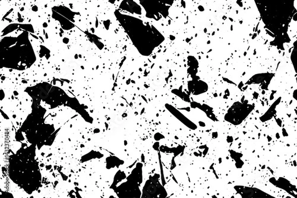 Fototapeta High-Contrast Black and White Splatter Texture with Chaotic Abstract Patterns