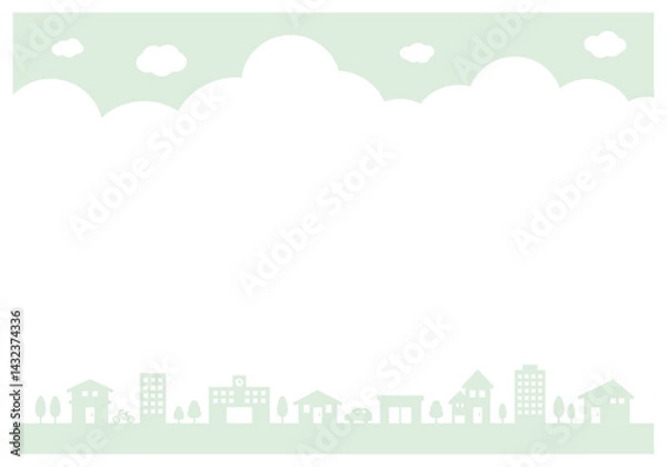 Obraz 街並みと空のシルエット上下背景イラスト