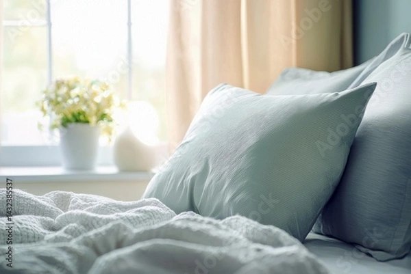 Fototapeta A post-op room with pillows and soft blankets. A nurse stays close to the patient offering calm support. The mood is reassuring and warm