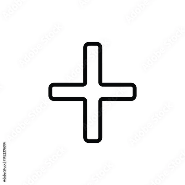 Fototapeta Simple Medical Cross Icon with Rounded Edges Isolated on White Background