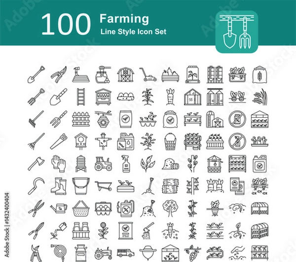 Fototapeta Illustration of Farming Collection design Line Icon. Farming Line Icon Pack. Set of Farming Outline Icon