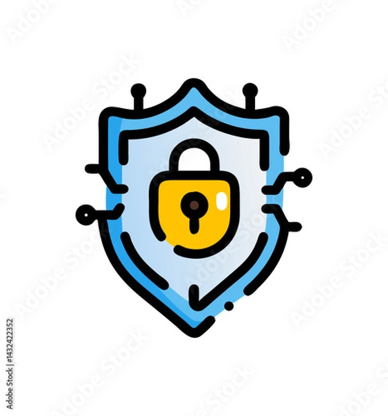 Fototapeta Cybersecurity Shield Vector Illustration