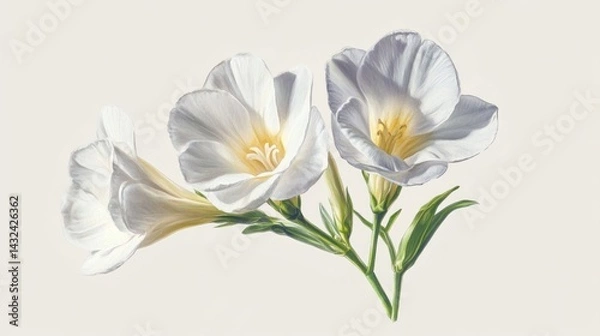 Fototapeta Freesia flower with soft white shadows