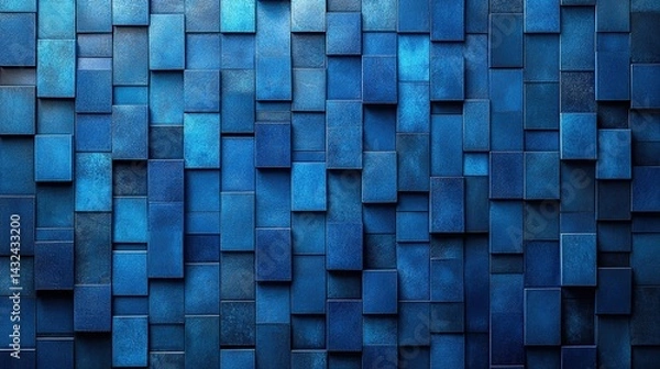 Fototapeta Abstract Blue Rectangular Blocks Textured Wall