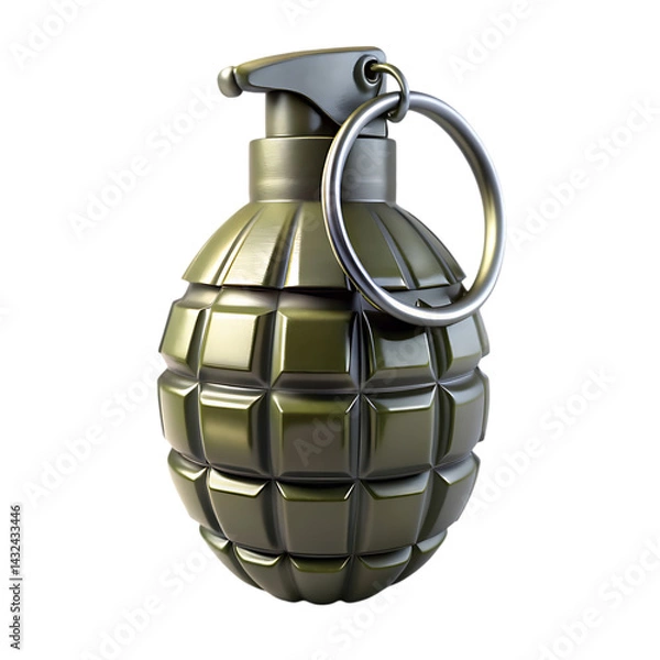 Obraz Military Hand Grenade: 3D Render of a Classic Olive Green Frag Grenade