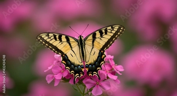 Fototapeta Butterfly on Pink Flowers