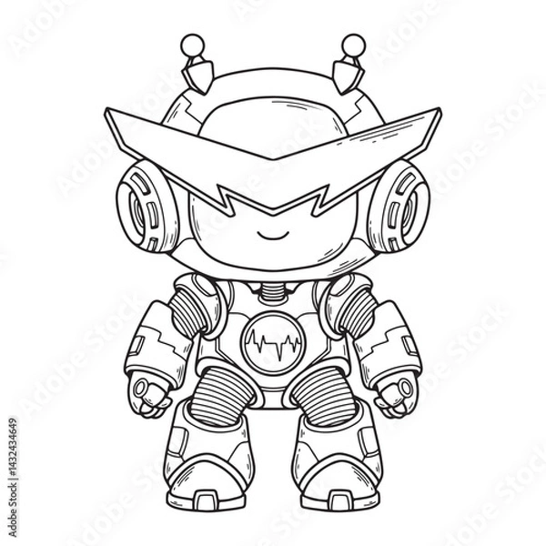 Obraz illustration art mini robot line art black and white character sticker and t-shirt design