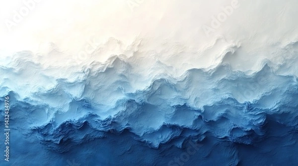 Fototapeta Abstract Blue and White Wavelike Terrain Digital Art