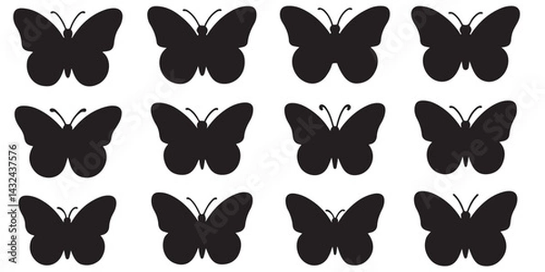 Fototapeta set of vector icon various butterfly silhouette	