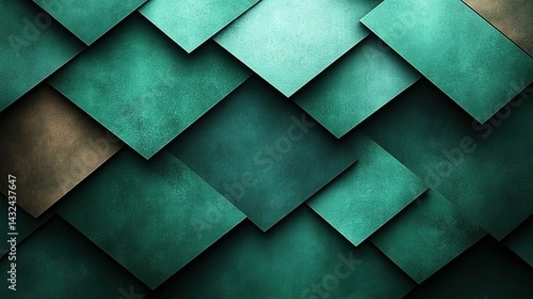 Fototapeta Abstract Geometric Composition of Overlapping Green and Bronze T