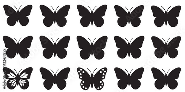 Fototapeta set of vector icon various butterfly silhouette	