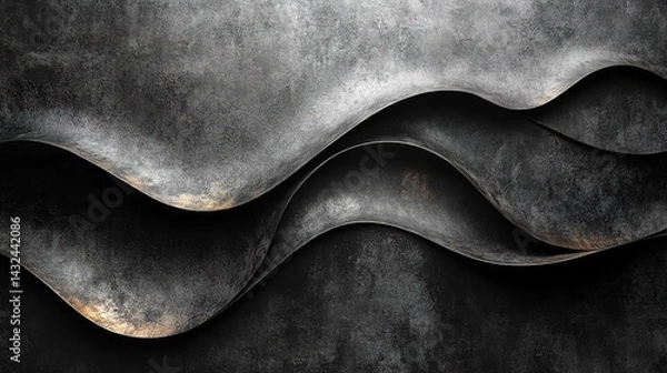 Fototapeta Abstract Dark Grey Waves Textured Metal Surface