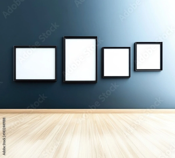 Obraz Artistic display of empty frames in modern gallery interior design minimalist contemporary aesthetic appeal