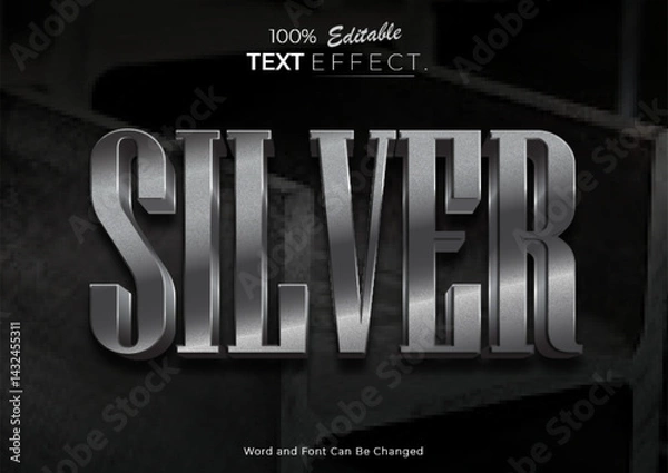 Obraz Luxury Silver Text Effect Template. Suitable for poster or banner social media contruction design.