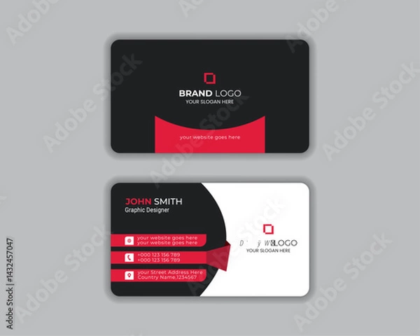 Obraz Simple and modern business card design green and white business card design professional business card template Visiting card for business and personal use Vector illustration design.