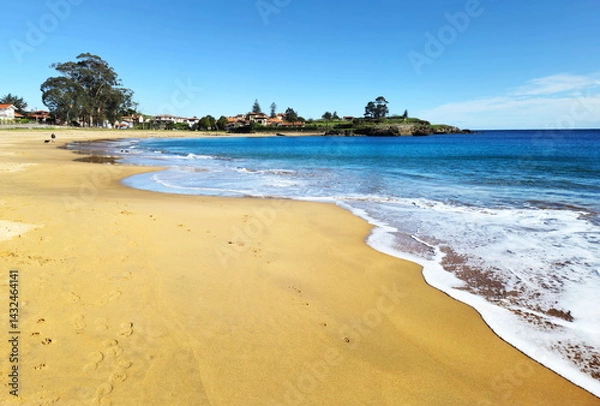Fototapeta Isla Beach, Asturias, tourist destination, photo in April,