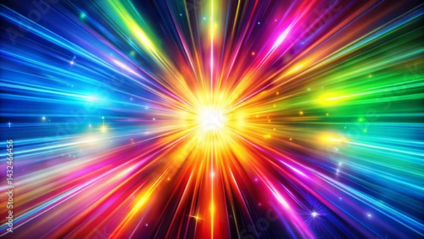 Obraz 幻想的な虹色の光線、放射のイメージ