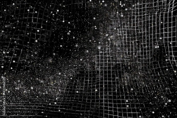 Obraz a black grid dissolving into pixels