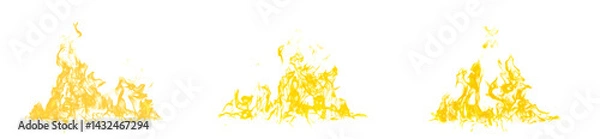 Fototapeta Collection of abstract flames isolated on white background. Different burning effects of flames.