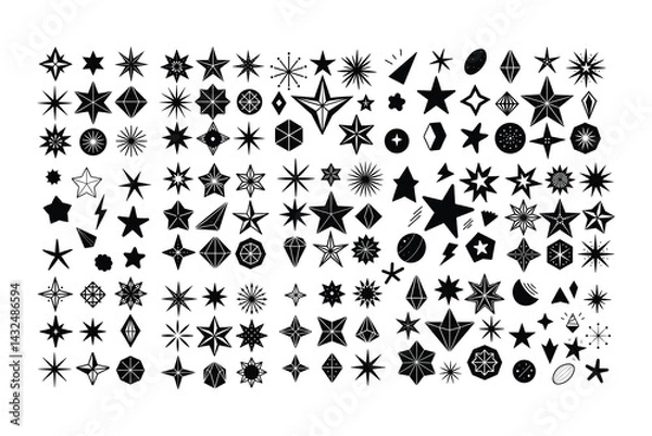 Fototapeta Hand Drawn Star Vector Set  Abstract Geometric Design Elements for Branding & Social Media