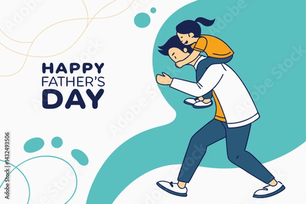 Obraz Happy Fathers Day Design with Modern Illustration Style. Unique Fathers Day Artwork Featuring Father and Child. Creative Fathers Day Graphic in Bold Modern Style. Joyful Fathers Day Design