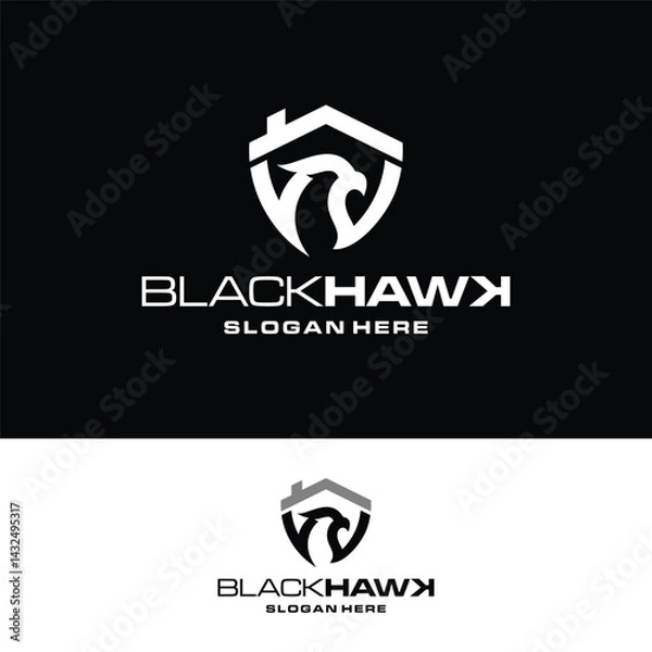 Obraz hawk shield roof concept logo design vector template