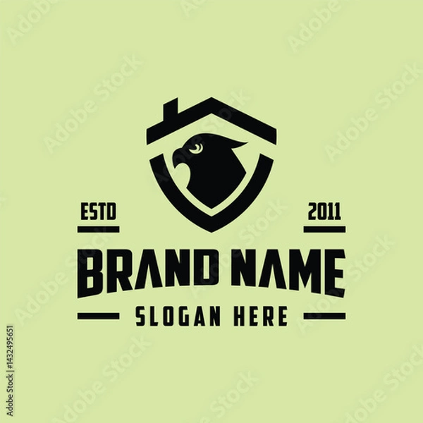 Obraz hawk shield roof concept logo design vector template