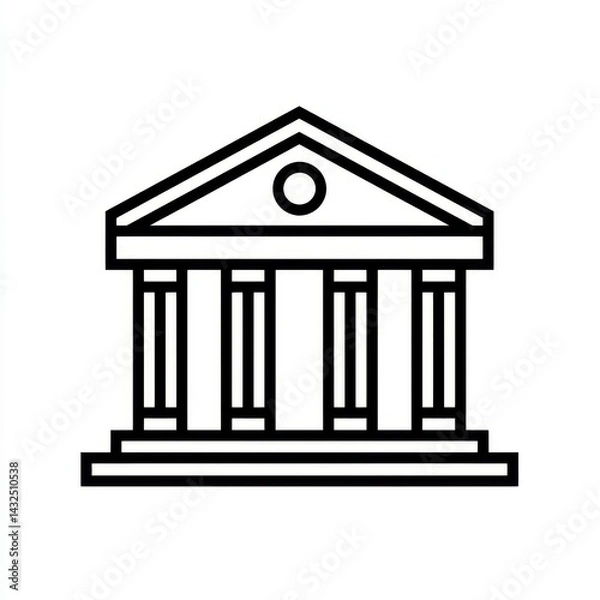 Fototapeta Classic Architectural Structure with Columns and Pediment Symbolizing Justice and Stability in a Minimalist Design