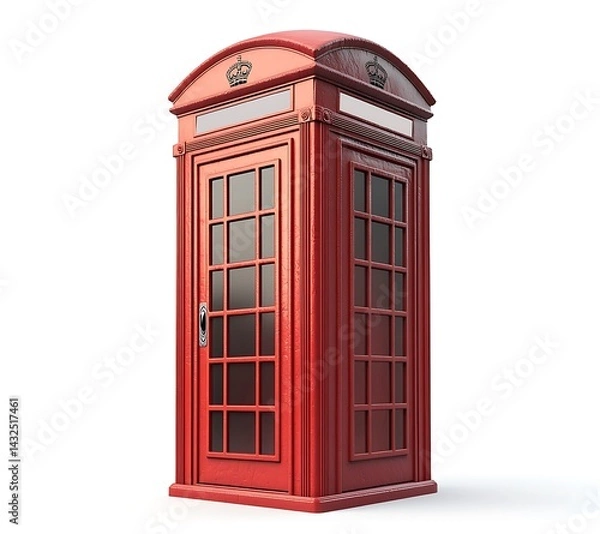 Fototapeta Classic red telephone booth isolated on white background in london