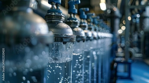 Obraz green technology concept. Close-up of water filtration and purification process