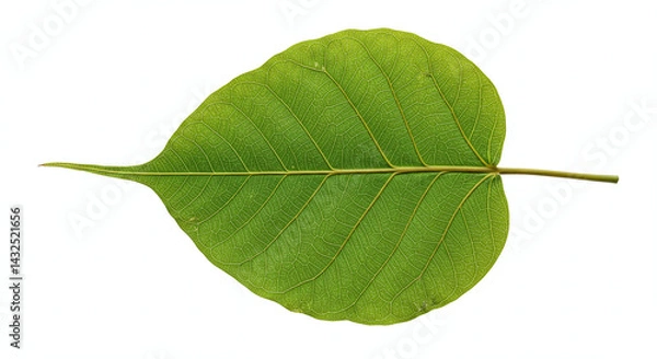 Obraz Isolated banyan tree leaf on a white background, generative ai