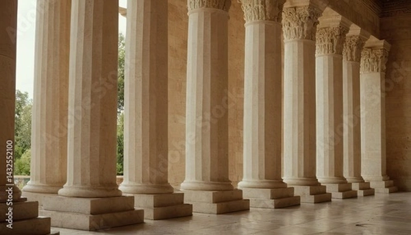Obraz Row of ancient columns architectural detail classic building structure historical landmark