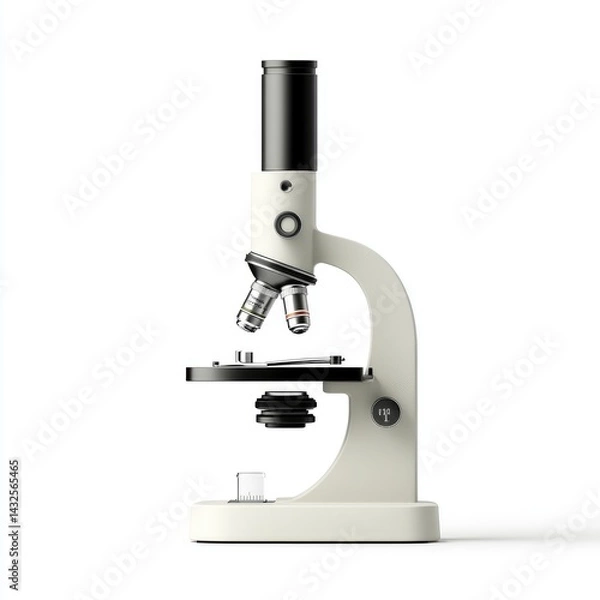 Fototapeta Modern microscope, white, black, studio shot